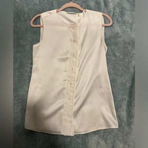Tahari Sleeveless Shiny Button Up Work Blouse